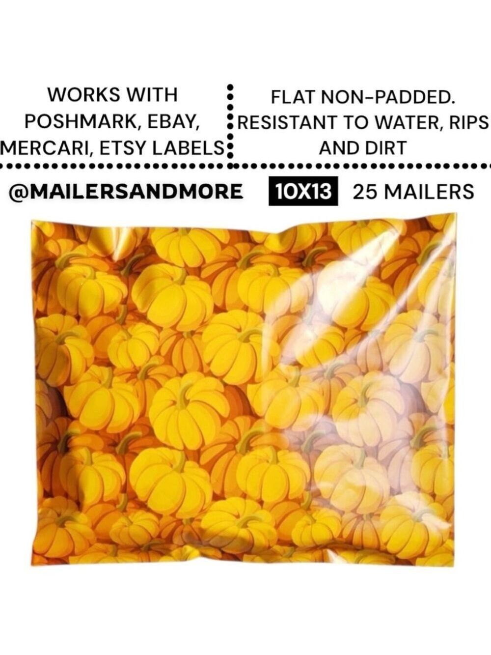 25 10X13 Poly Mailers Pumpkin, Shipping Envelopes Bags PRICE IS FIRM Fall - Picture 3 of 11
